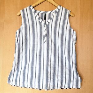 North River Women's L Summer Cotton Minimalist Chic Sleeveless Top